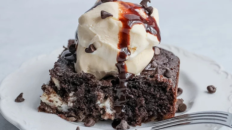 Earthquake Cake on white plate
