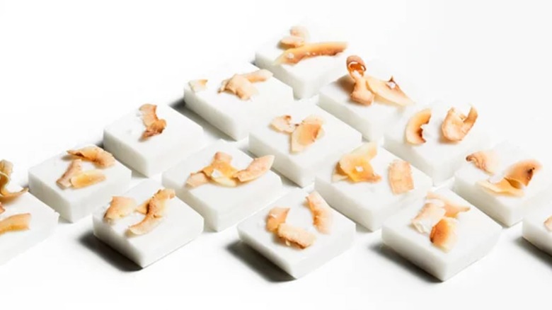Haupia (Coconut Pudding) on white background