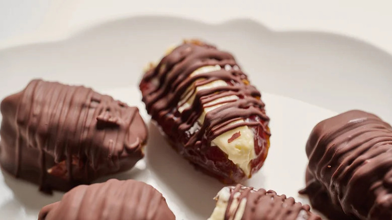 cheesecake stuffed chocolate coated dates
