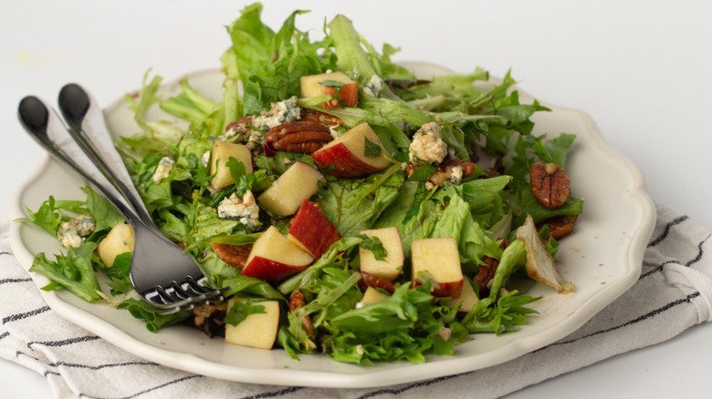 Apple pecan salad on plate