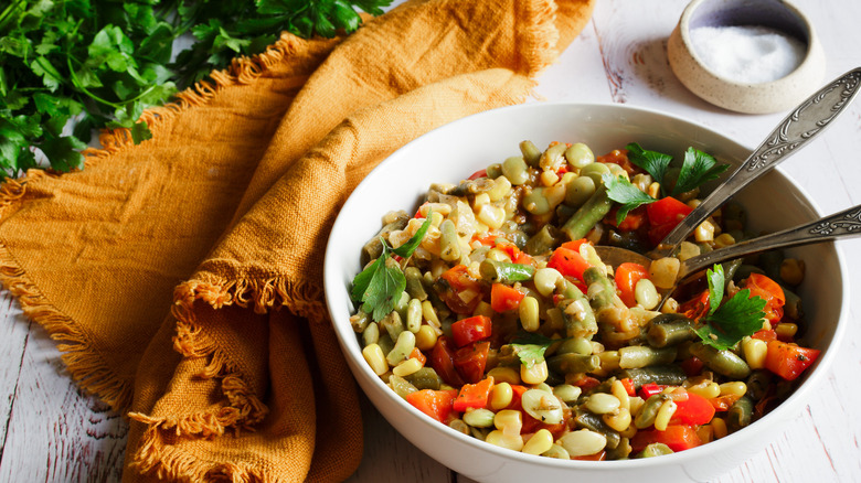 Succotash in serving bowl