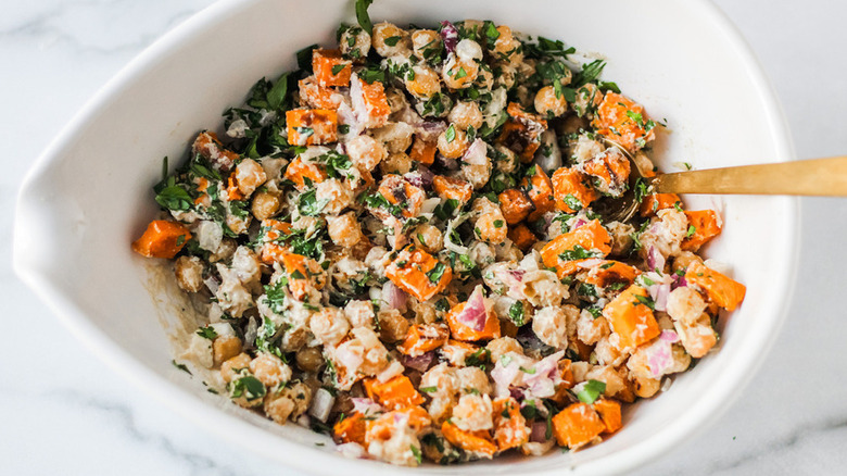 Sweet potato salad in serving bowl