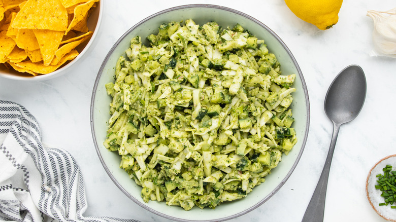 Green goddess salad in bowl