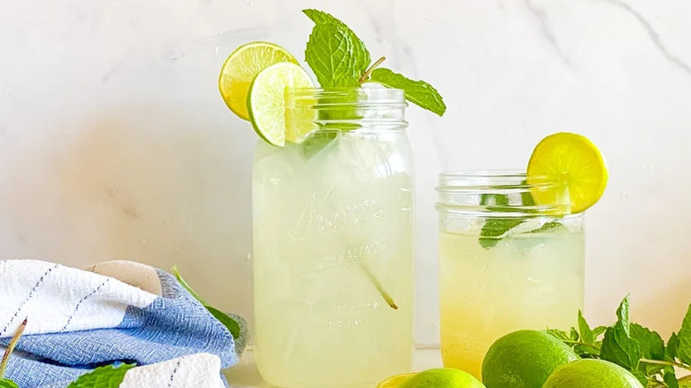 Mint Limeade in two glass jars