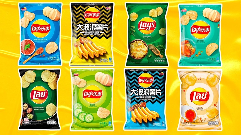 Collection of Lay's chips bags