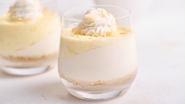 Creamy coconut lush desserts in glasses