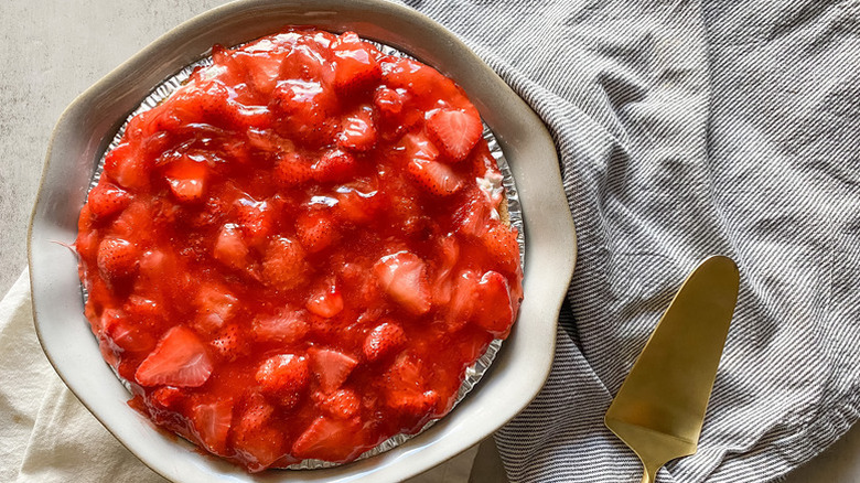 Strawberry pie in a baking dish