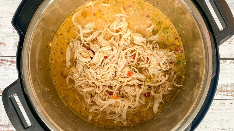 White Chicken Chili in open Instant Pot