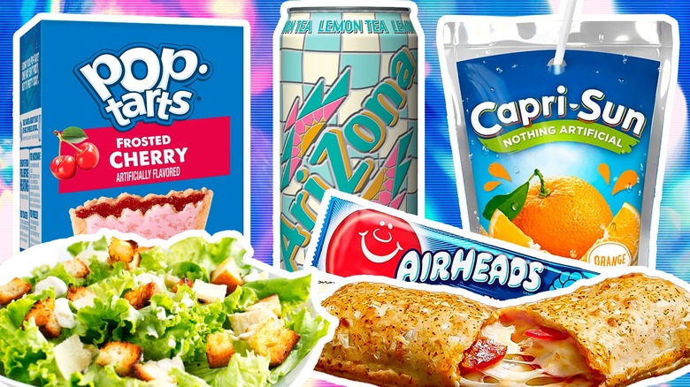 Collage of classic '90s foods