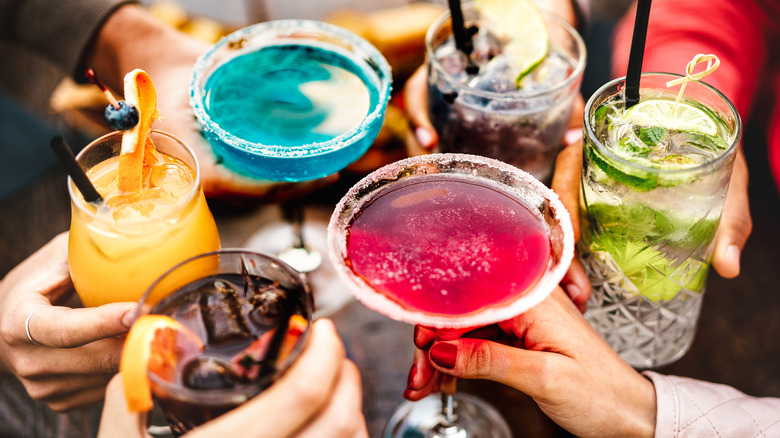 Assortment of colorful cocktails