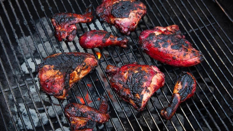 char siu chicken on the grill
