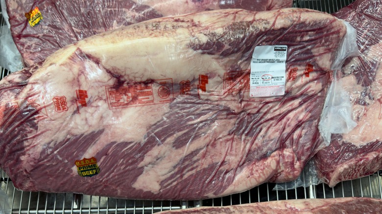 Kirkland Signature Whole Beef Brisket on display in Costco store