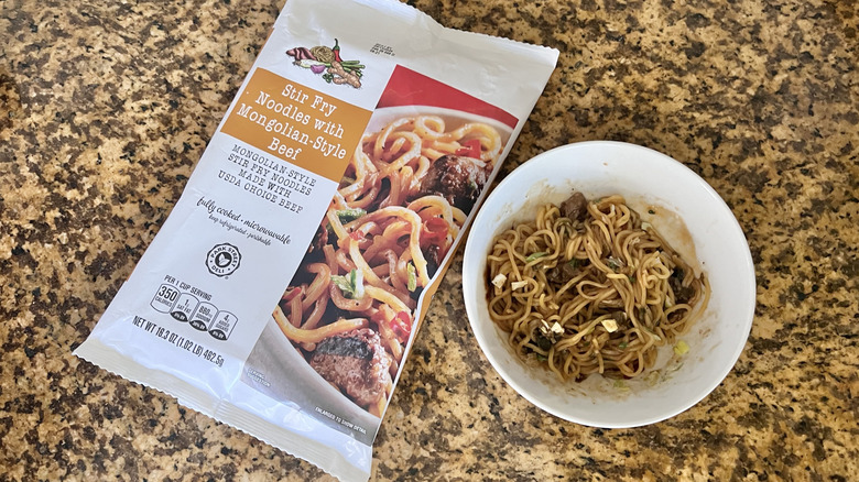 Stir Fry Noodles with Mongolian-Style Beef Meal Kit in a bowl