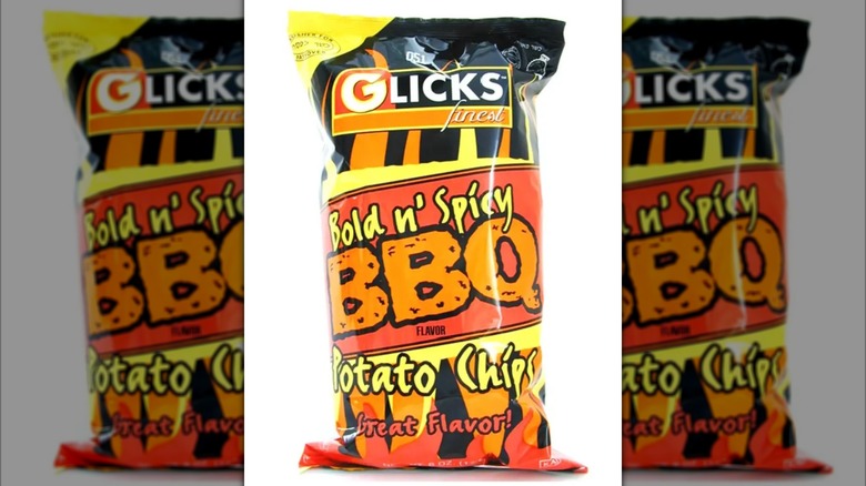 Bag of Glicks Finest Bold n' Spicy BBQ flavored potato chips