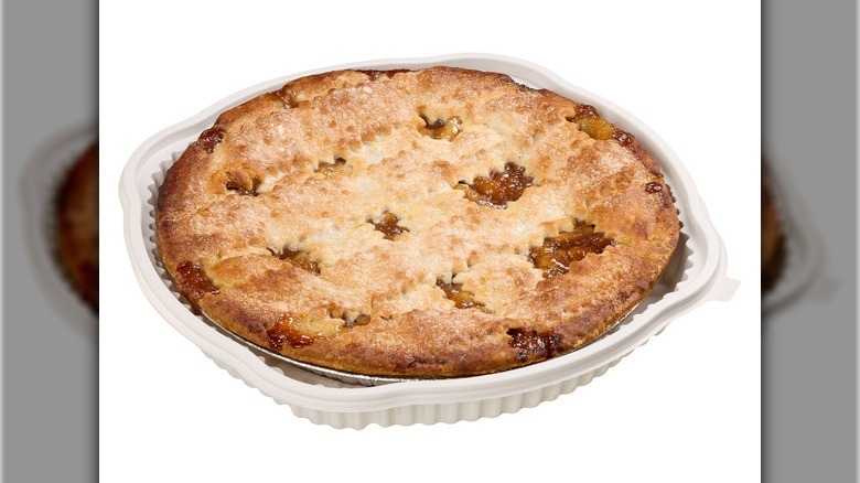 Costco apple pie on white background