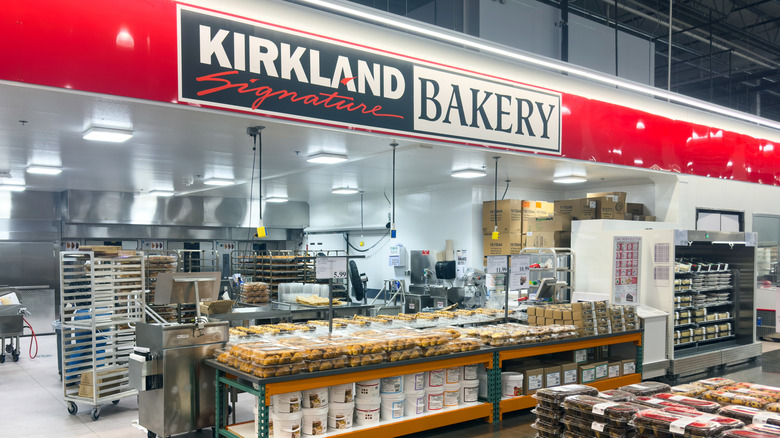 Bakery department with Kirkland bakery signage in Costco