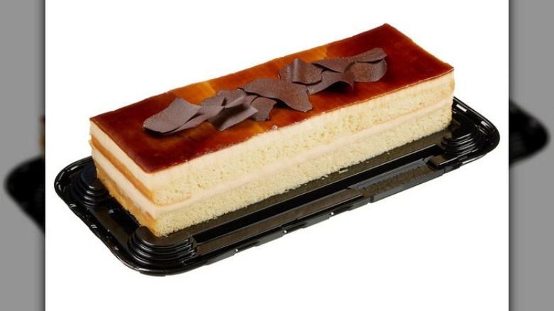 Tres leches cake on white background