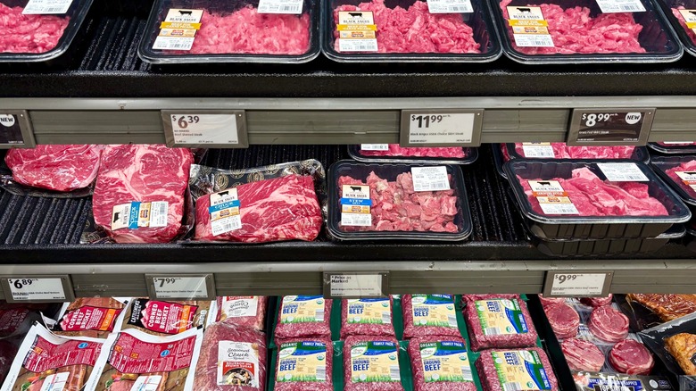 Beef on shelves at Aldi