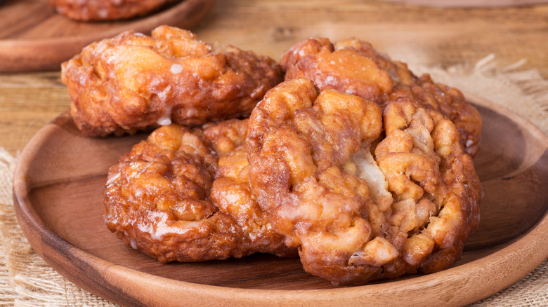Apple fritters on a plate