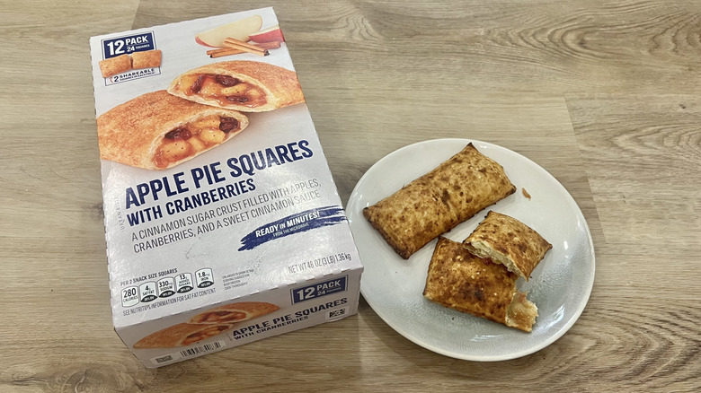 Costco apple pie squares with cranberries on a plate
