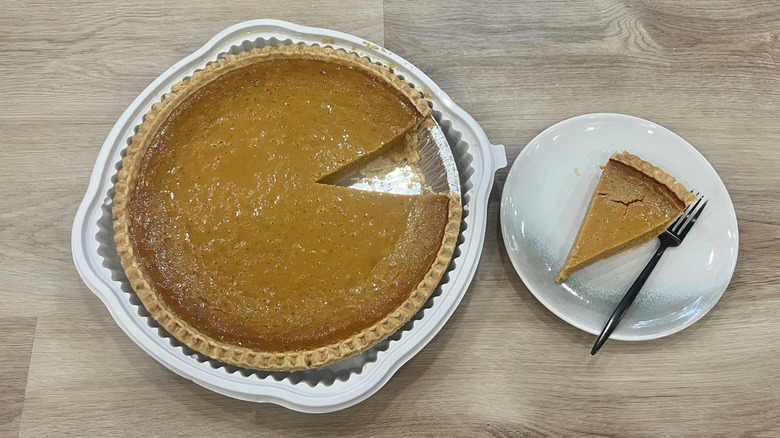 Costco pumpkin pie slice on plate