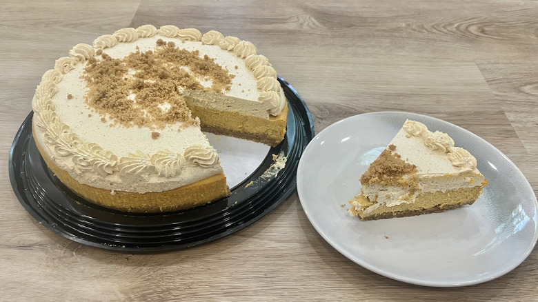 Costco pumpkin cheesecake slice on plate