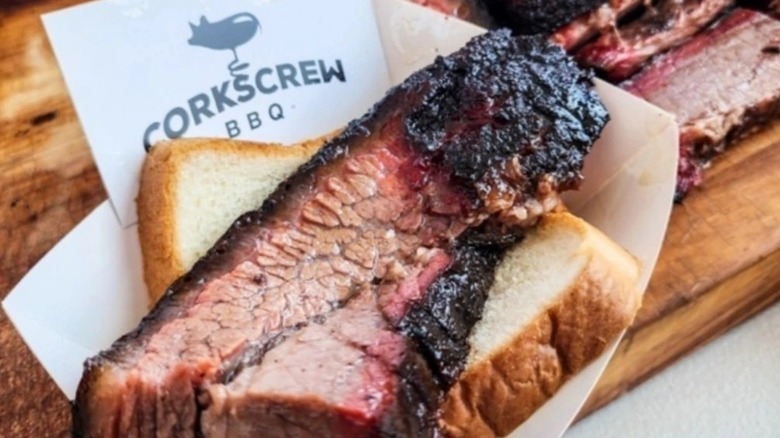 a slice of bbq brisket on bread