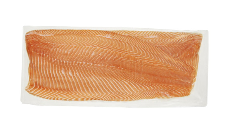 frozen salmon piece in package