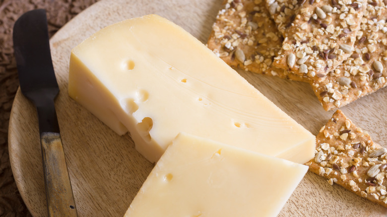 Jarlsberg cheese served on plate