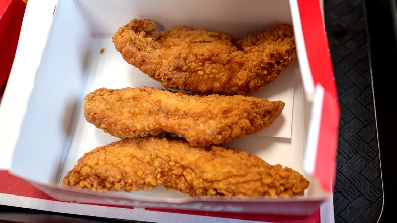Wendy's chicken strips in a box.