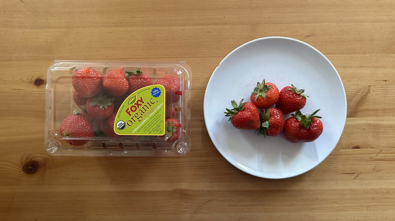 Trader Joe's strawberries on wooden table