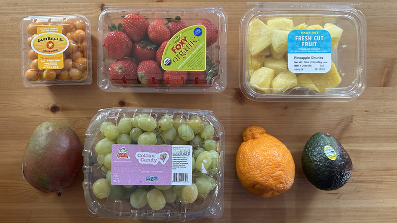 Trader Joe's spring fruit on wooden table