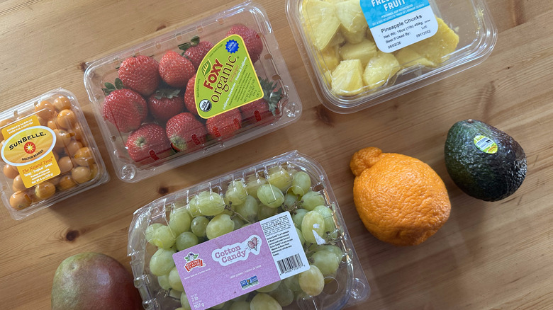 Trader Joe's spring fruit on wooden table