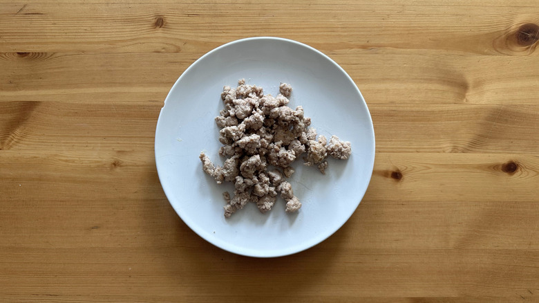 365 Ground Pork on white plate