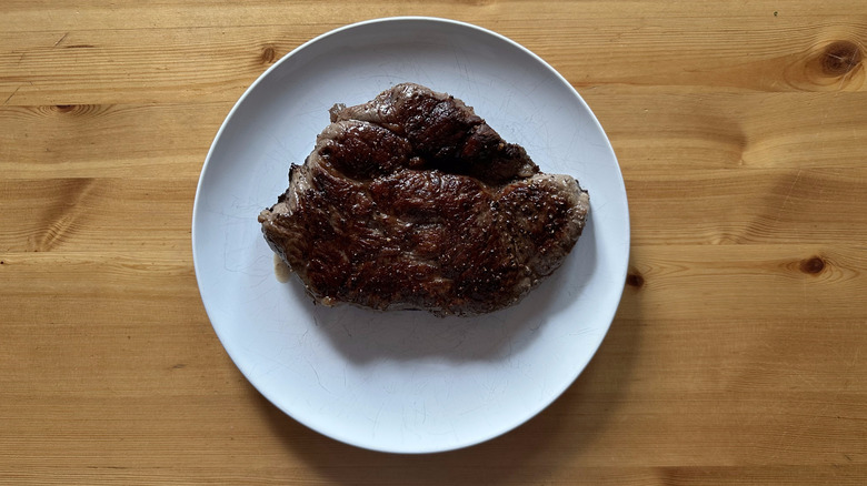 Beef Top Sirloin Steak on white plate