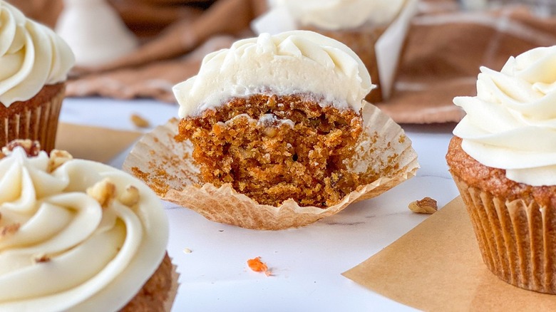 frosted carrot cupcake half 
