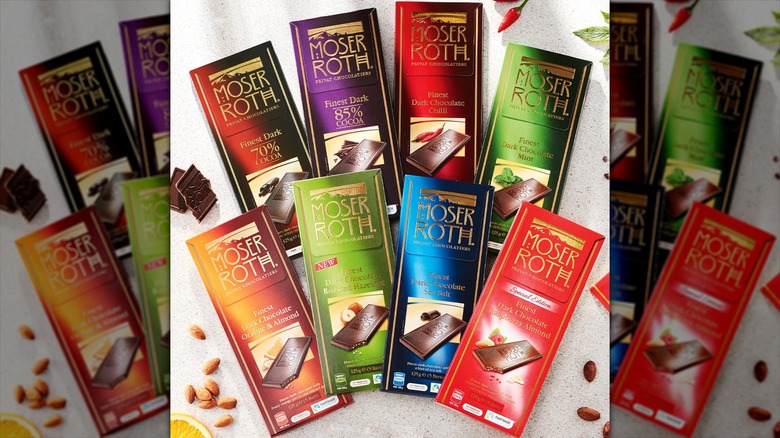 selection of Aldi's Moser Roth chocolate bars