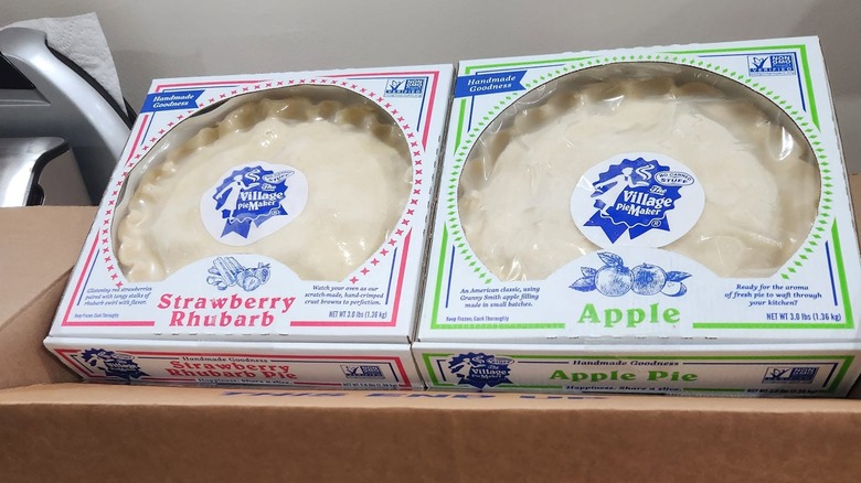 display of pies in packages