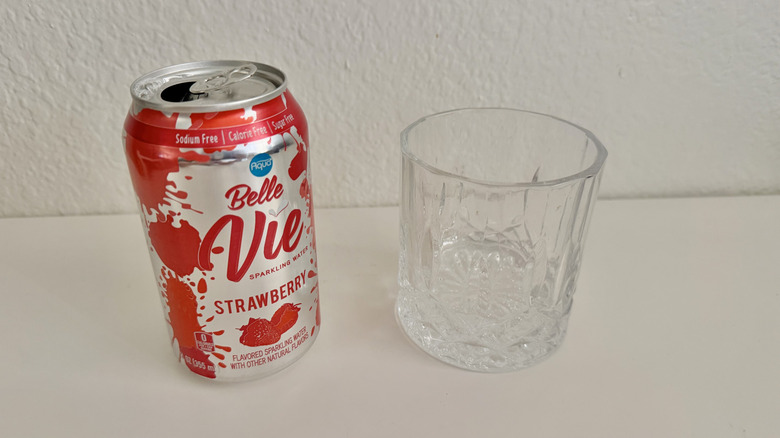 Aldi's PurAqua Belle Vie strawberry flavor on a table