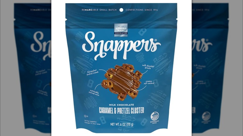 Bag of Edward Marc Snappers Milk Chocolate Caramel & Pretzel Clusters