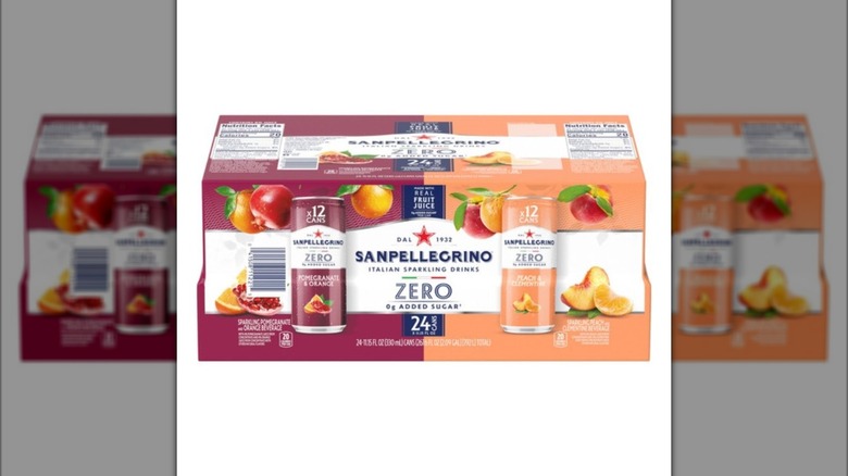 Box of San Pellegrino Zero Grams Added Sugar Variety Pack canned beverages