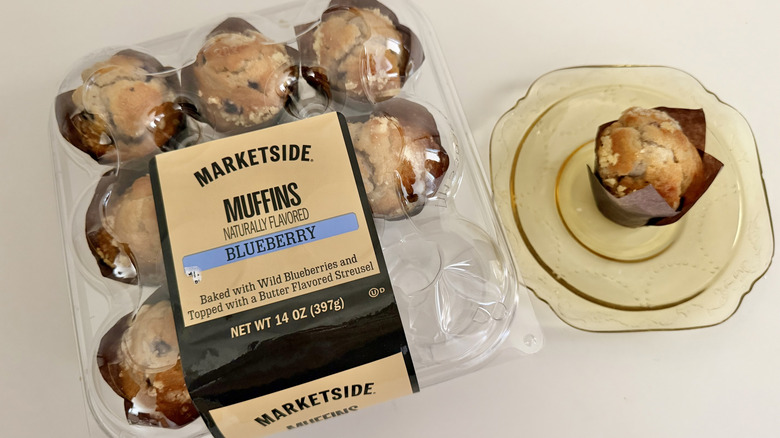 Freshness Guaranteed Baked Mini Blueberry Muffin in a plastic package