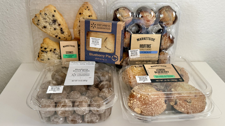 Different blueberry treats on a table