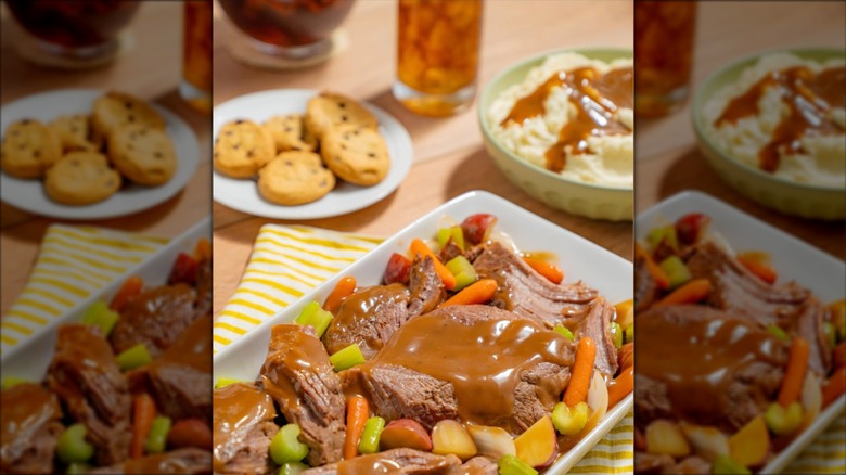 pot roast from Golden Corral on a plate
