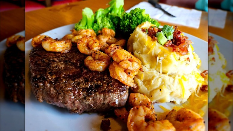 Chili's Surf & Turf Ribeye with broccoli