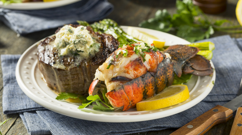 Surf and turf combination on a plate
