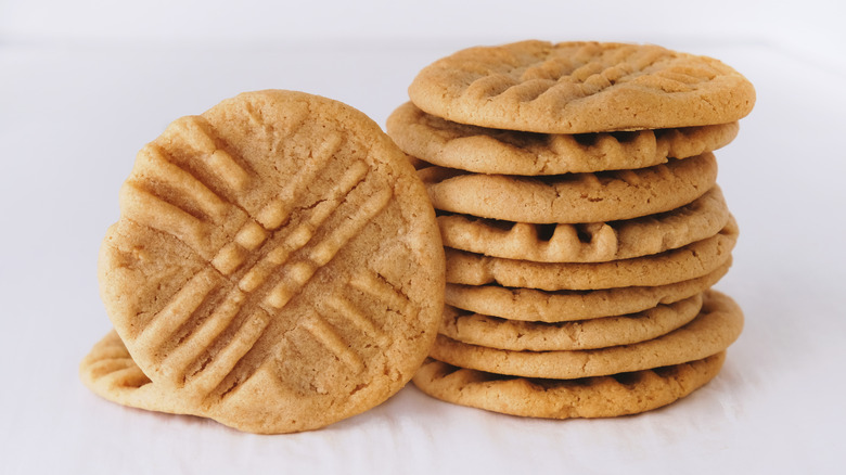 A stack of peanut butter cookies