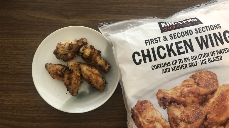 Costco Kirkland chicken wings cooked on a plate.