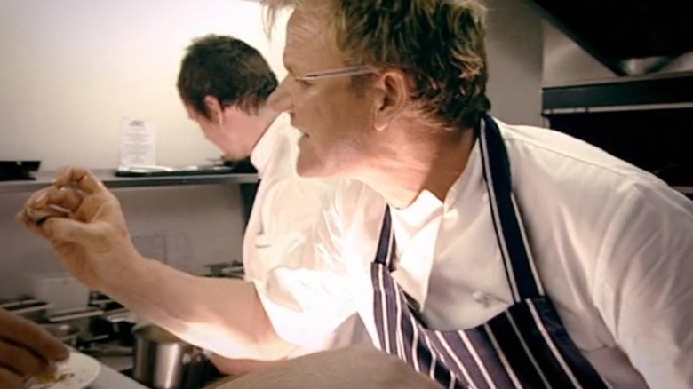 Gordon Ramsay in a restaurant kitchen on Kitchen Nightmares