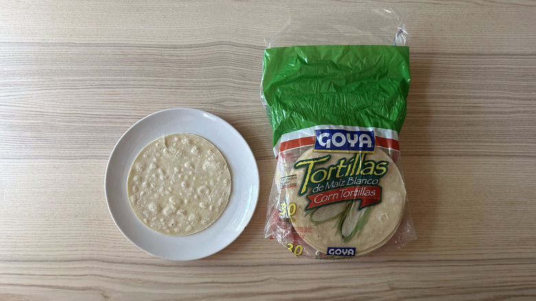 Goya corn tortilla on white plate